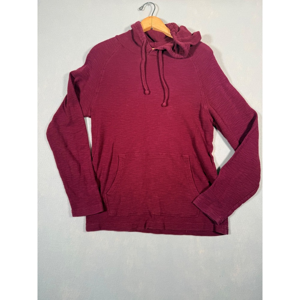 Goodthreads Mens Waffle Knit Thermal Hoodie Burgundy Maroon Cotton Size M